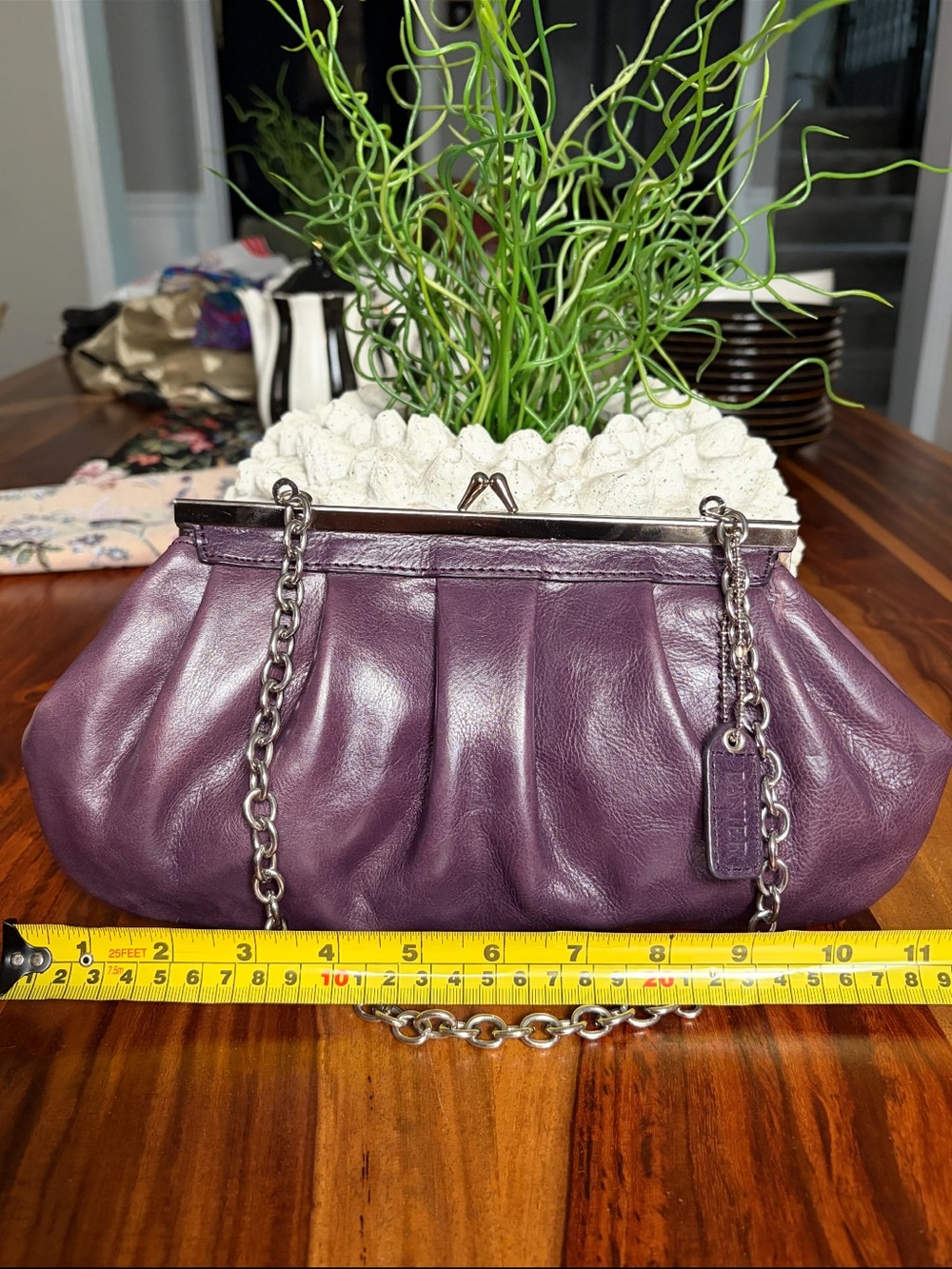 Danier Purple Leather Chain-Handle Clutch Gorgeous fall bag 🍁